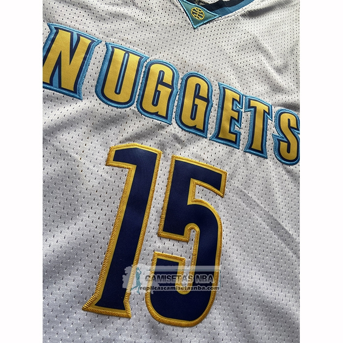 Camiseta Denver Nuggets Nikola Jokic NO 15 Mitchell & Ness 2016-17 Blanco